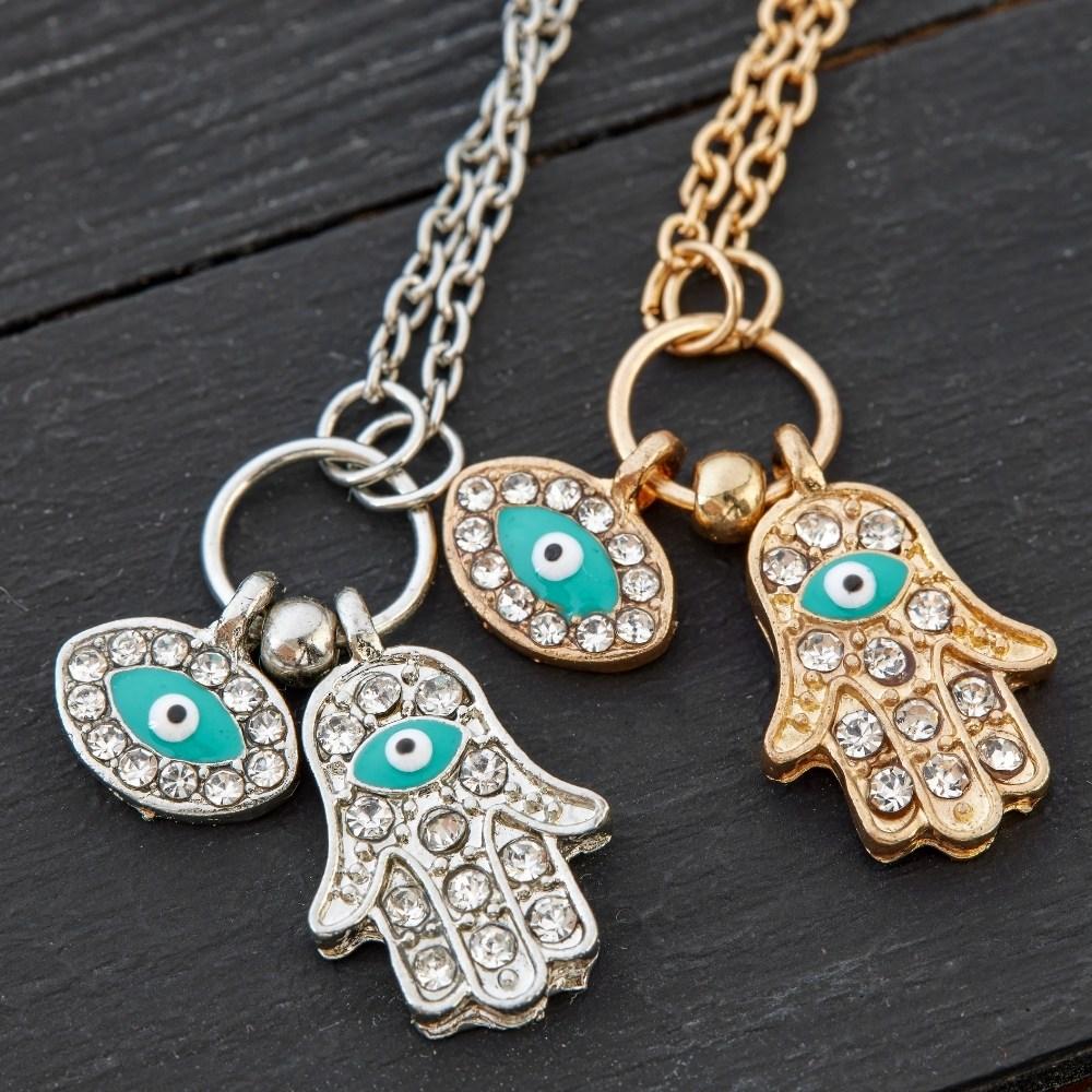 Hamsa Evil Eye Necklace - 2 charms