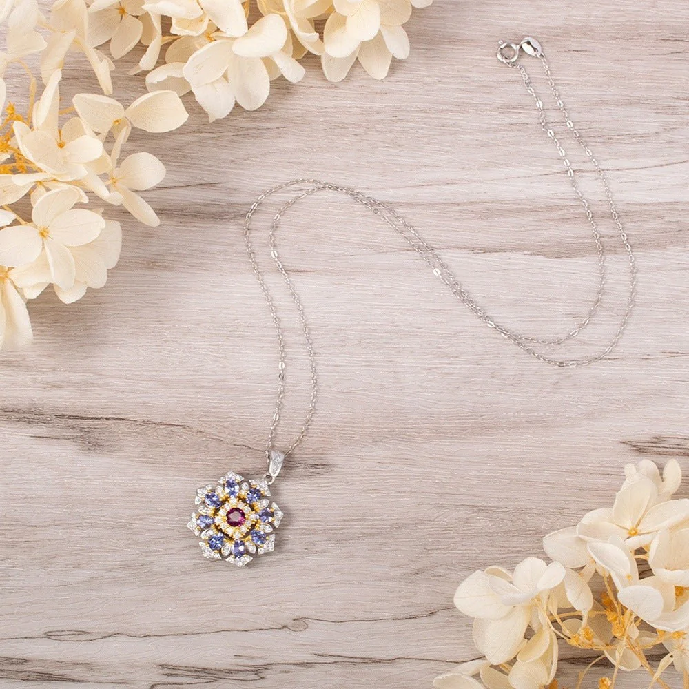 Tanzanite Necklace with Brazilian Garnet Gem - Image 2